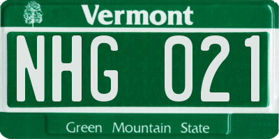VT license plate NHG021