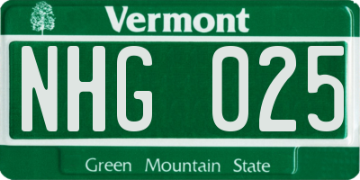 VT license plate NHG025