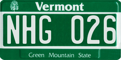 VT license plate NHG026