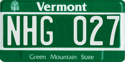 VT license plate NHG027