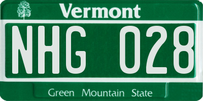 VT license plate NHG028