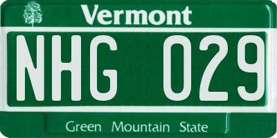 VT license plate NHG029