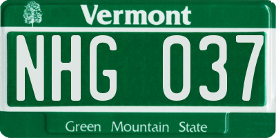 VT license plate NHG037