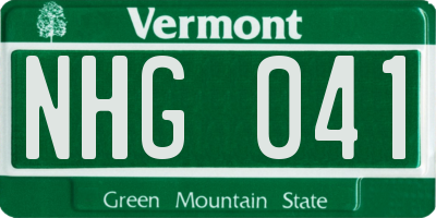 VT license plate NHG041