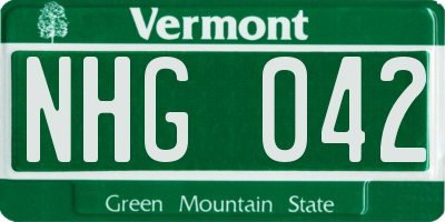VT license plate NHG042