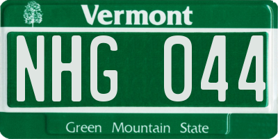 VT license plate NHG044