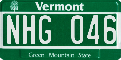 VT license plate NHG046