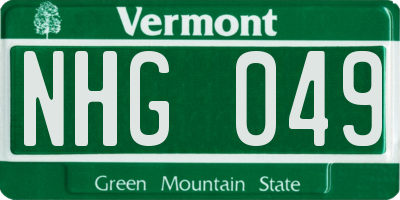 VT license plate NHG049