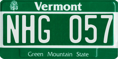 VT license plate NHG057