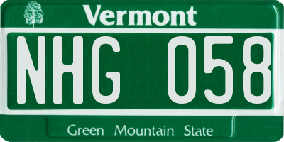 VT license plate NHG058