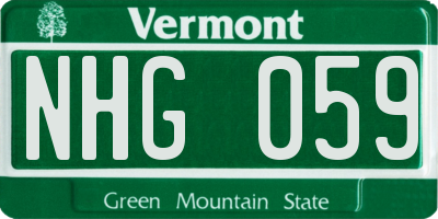 VT license plate NHG059