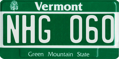 VT license plate NHG060