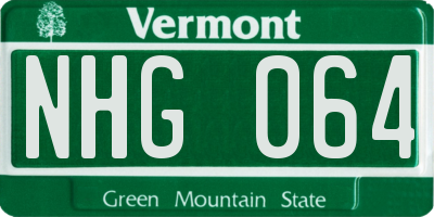 VT license plate NHG064