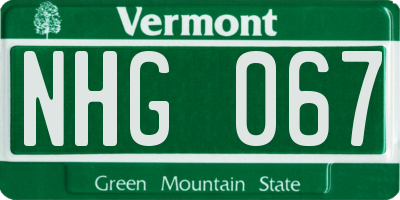 VT license plate NHG067