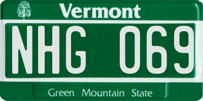 VT license plate NHG069