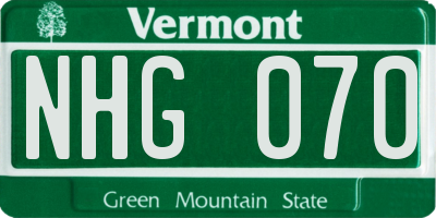 VT license plate NHG070