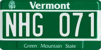 VT license plate NHG071