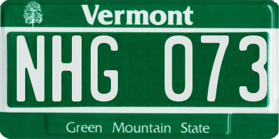 VT license plate NHG073
