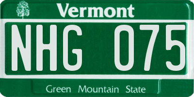 VT license plate NHG075