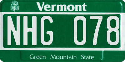 VT license plate NHG078