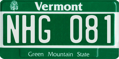 VT license plate NHG081