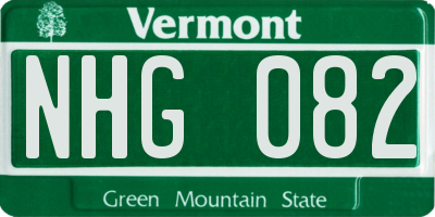 VT license plate NHG082