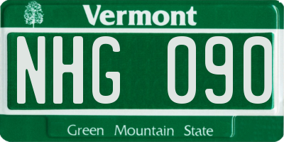 VT license plate NHG090