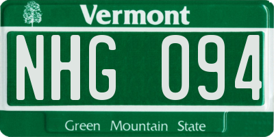 VT license plate NHG094