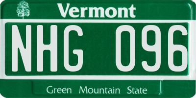 VT license plate NHG096