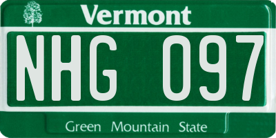 VT license plate NHG097