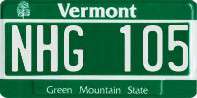 VT license plate NHG105