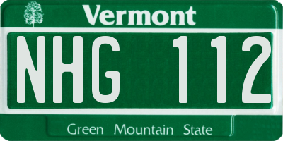 VT license plate NHG112
