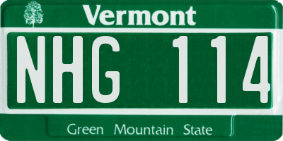 VT license plate NHG114