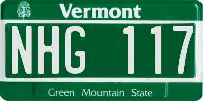 VT license plate NHG117