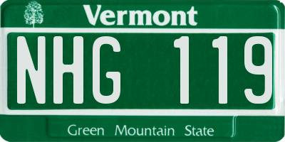 VT license plate NHG119
