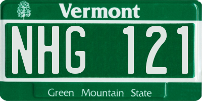 VT license plate NHG121