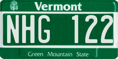 VT license plate NHG122