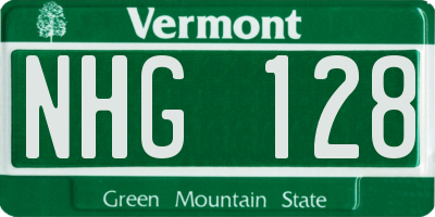 VT license plate NHG128
