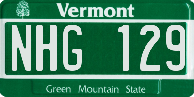 VT license plate NHG129