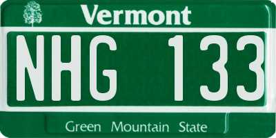 VT license plate NHG133