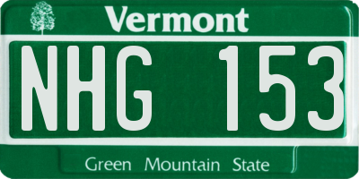 VT license plate NHG153