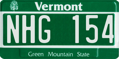 VT license plate NHG154