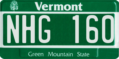 VT license plate NHG160