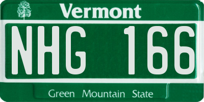 VT license plate NHG166