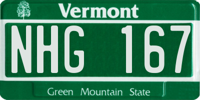 VT license plate NHG167