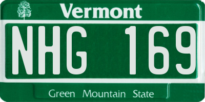 VT license plate NHG169