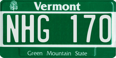 VT license plate NHG170