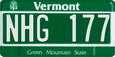 VT license plate NHG177