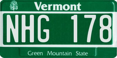VT license plate NHG178