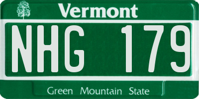 VT license plate NHG179
